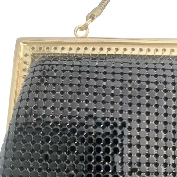 Vintage Fay Swafford Black Mesh Purse Gold Tone Formal Evening Party Handbag - Picture 14 of 14